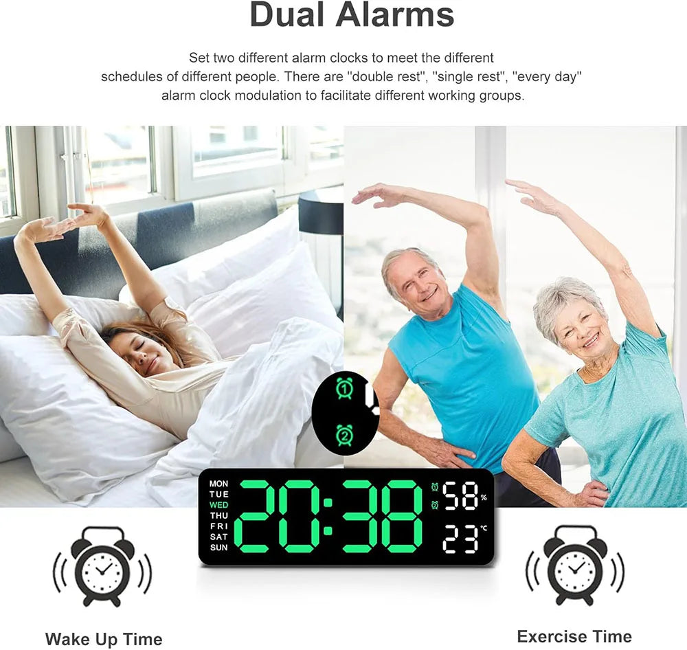 USB Smart Mute LED Electronic Wall Clock Modern Desk Clock Night Alarm Minimalist Thermometer Clock Home Decor For Room