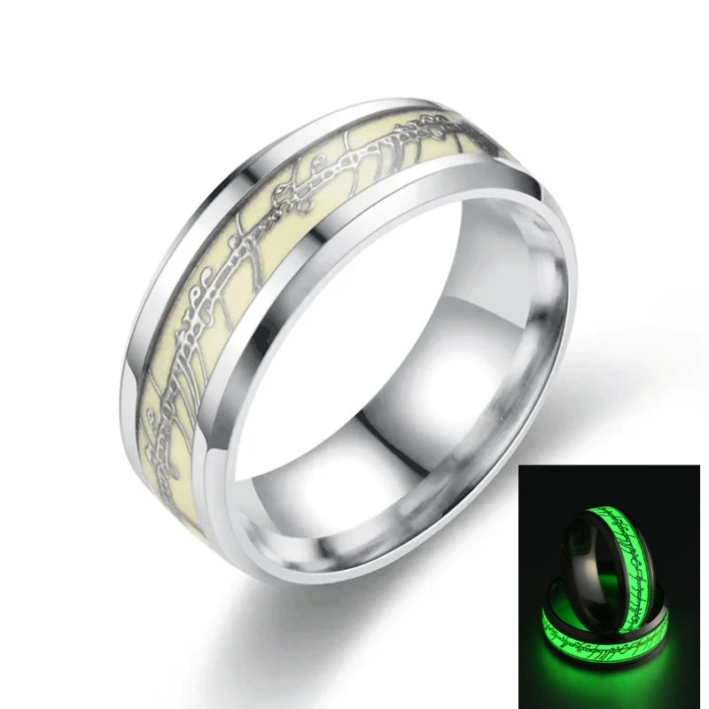 Lord of the one Rings thick chain advanced pearl chain movie with the same necklace ring hip-hop 3D carving inside and outside.
