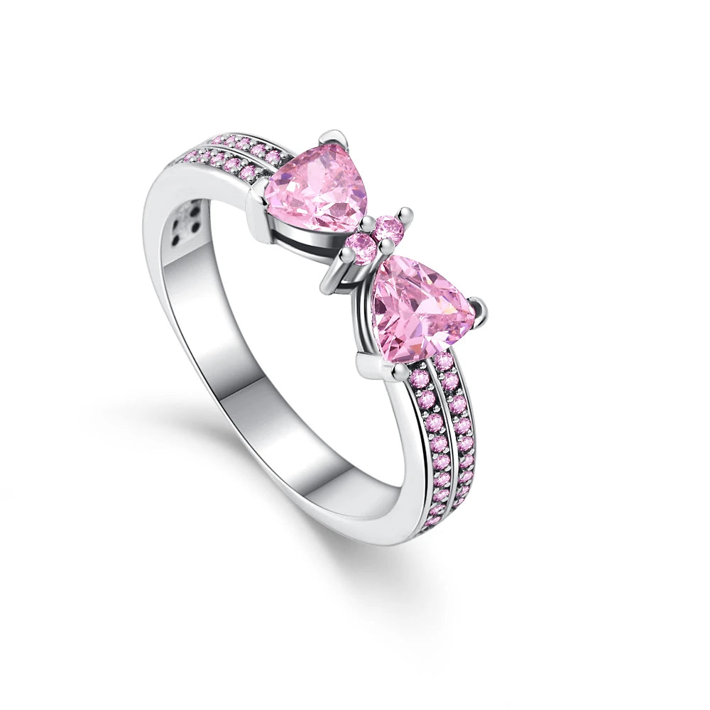 Christmas 925 Sterling Silver Crown Heart Flower Wing Zircon Sparkling Rings For Women Fine Jewelry wedding Anniversary Gifts