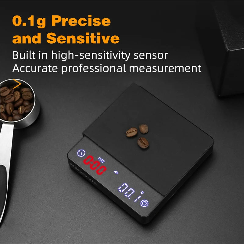 AliKisscafe Espresso Digital Scale With Timer Usb 3kg Electronic Precision Portable Barista Tool Kitchen Home Coffee Accessories