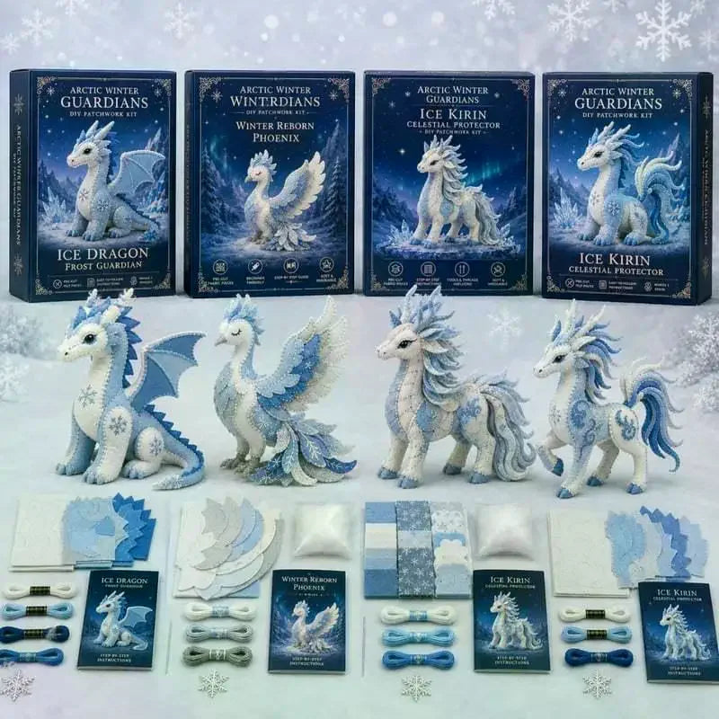 Arctic Winter Guardians DIY Patchwork Kit 3D Stuffed Animals Mythical Creature Pre-Cut Handmade Craft Kit For Home Decor Gift