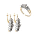 Personalized design inlaid zircon earrings and ring set copper plated 14K gold elegant fashion jewelry wedding banquet gifts