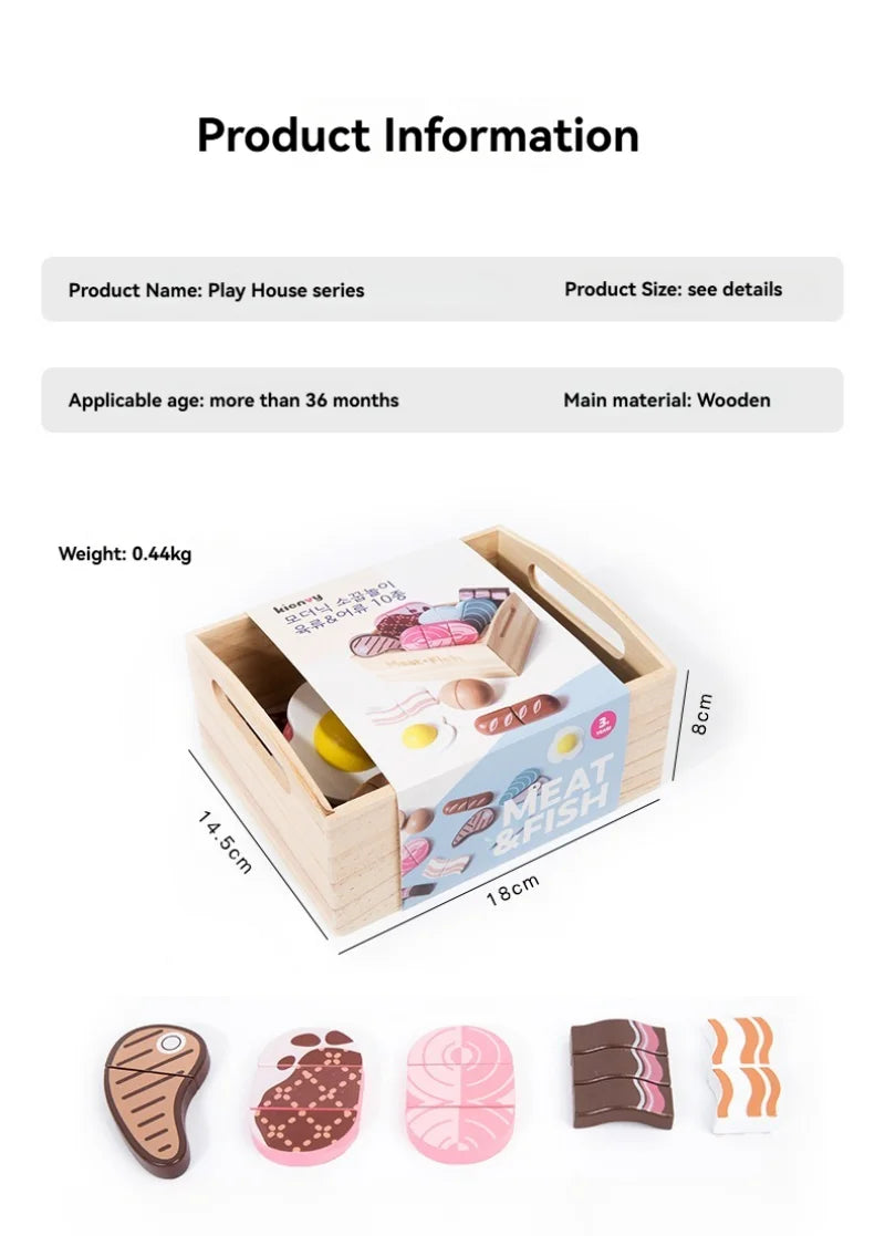 Children's Wooden Fruits and Vegetables, Joyful Play at Home Toys, Wooden Simulation Kitchen Toys, Girls Cooking Food