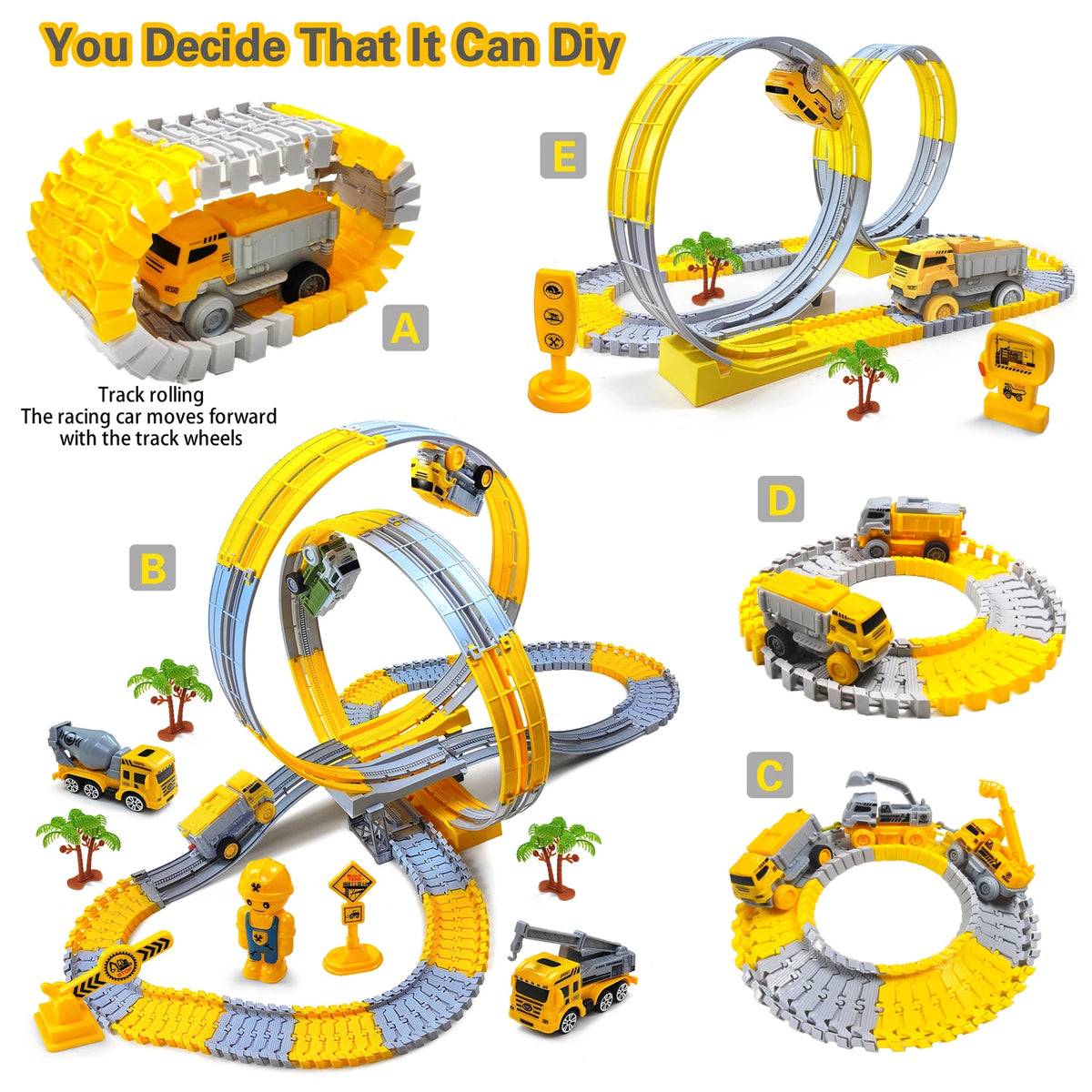Electric Dinosaur Track Train for Kids - Magic Climbing Engineering Car Puzzle Toy Anti-Gravity Boys Gift