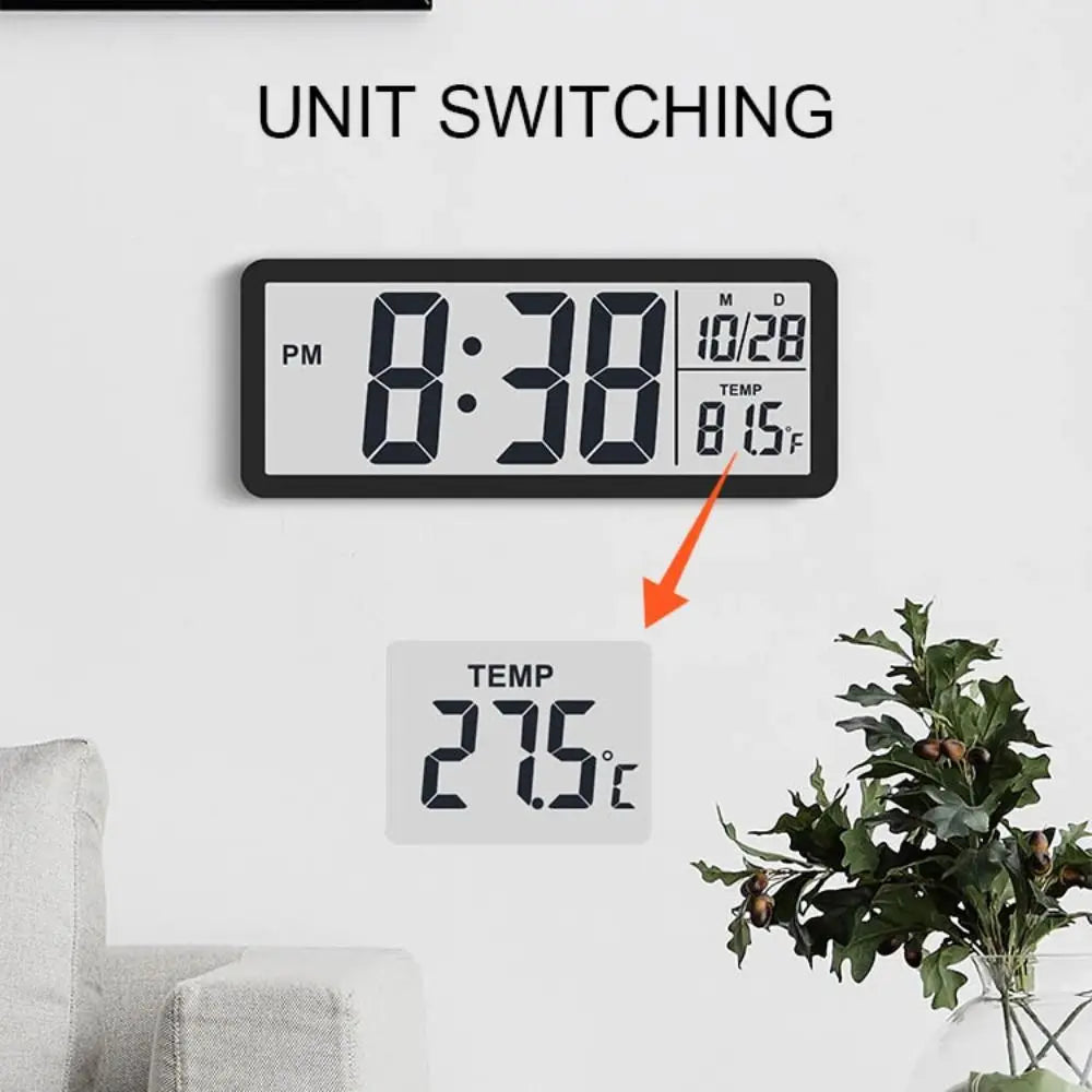 New Wall-mounted Electronic Wall Clock Multi-functional Temperature Digital LED Clocks 12/24H Voice Control Display Table Clock