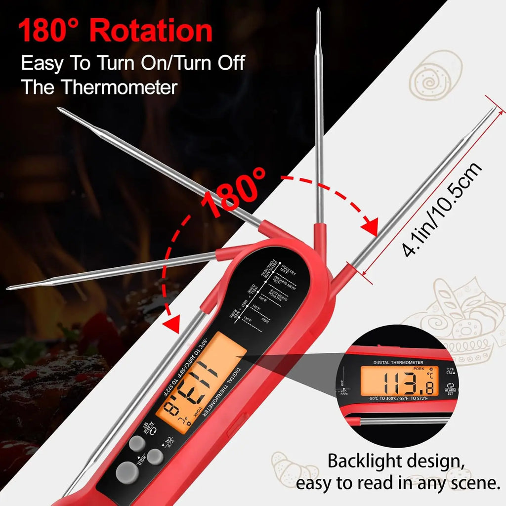 Long Cable Professional Meat Thermometer Digital Waterproof Kitchen Cooking Tool Food Thermometer with 2 Probes Instant Read