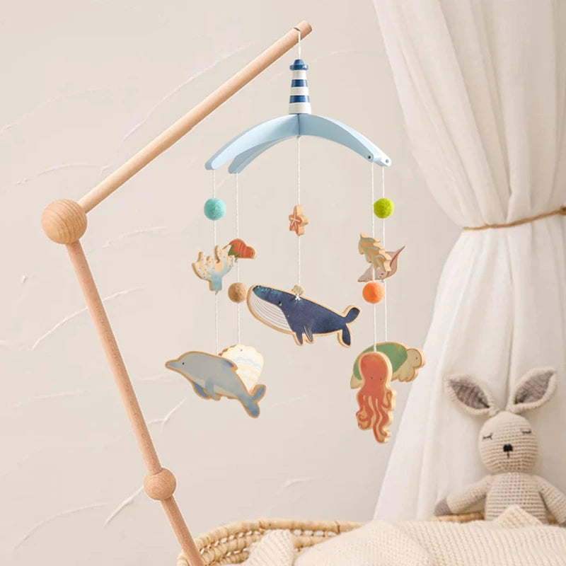 Baby Crib Cartoon Bear Mobile Rattle Toy January To December Hanging Bed Bell Newborn Soothing Toy Moving Musical Toy Baby Gift