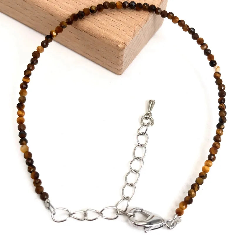 Mini 2-3mm Stone Beaded Faceted Natural Agat Quartzs Necklaces bracelet Female Fashion Party Choker for Women Girls Jewelry Gift