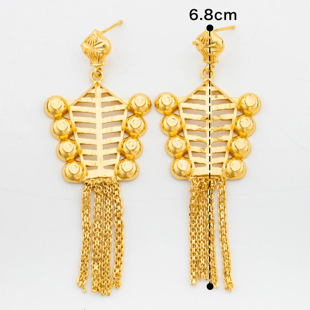 Italian Gold Color Jewelry Set for Women Pendant and Earrings Party Gifts  Plated Necklace Bohemia Jewellery Engagement