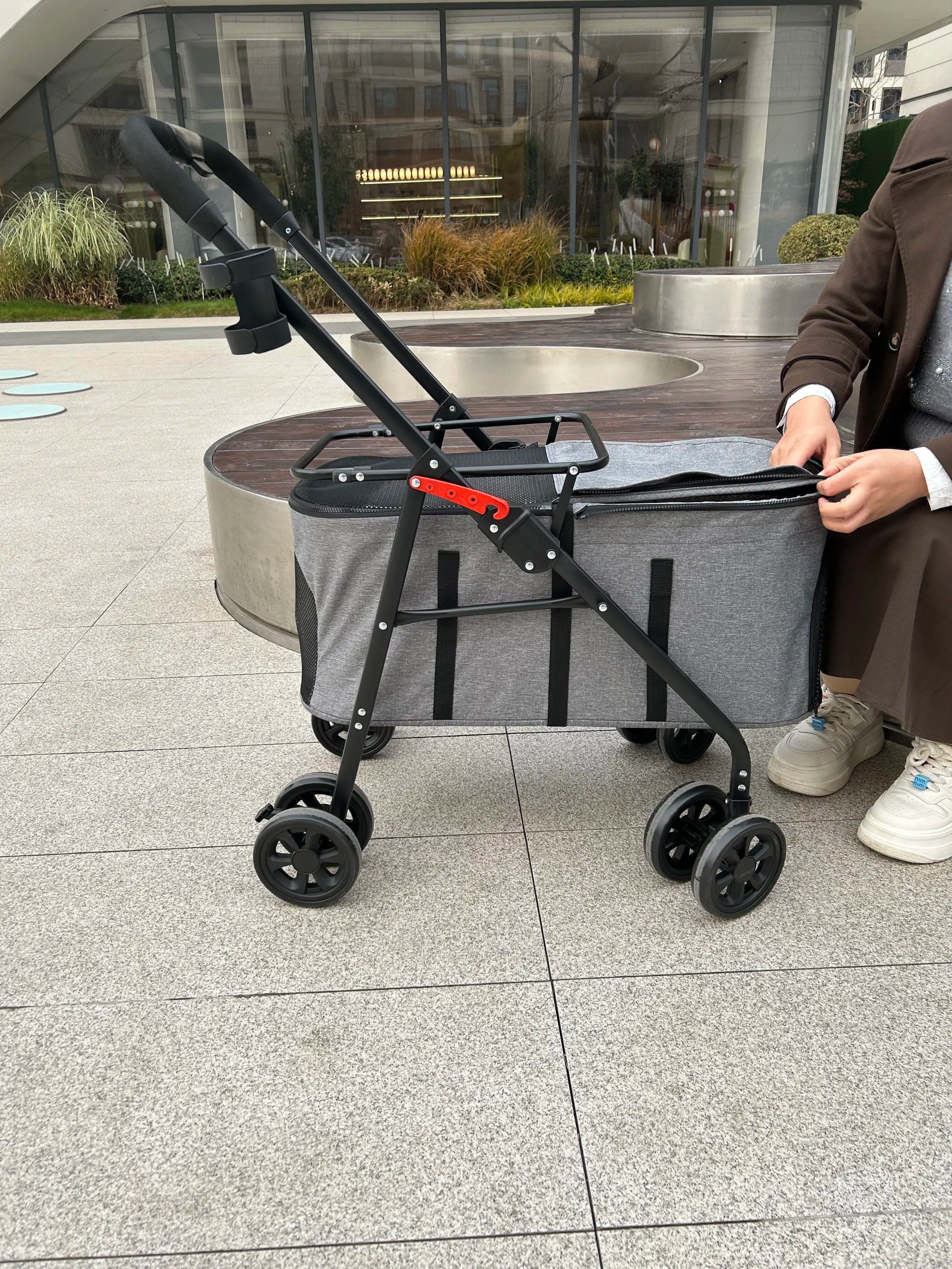 Double Pet Stroller with Detachable Carrier for Medium Small Dogs and Cats Durable Universal Wheels with Brakes Max for 30LBS
