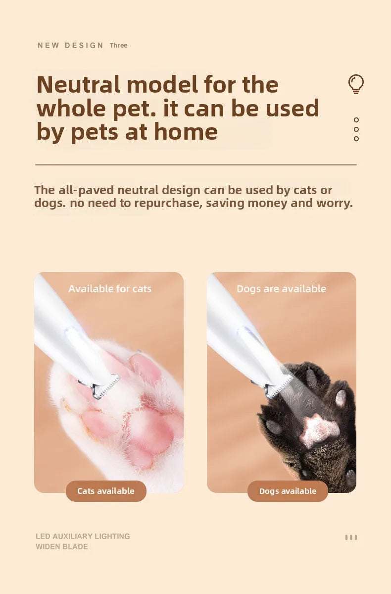 Pet Grooming Clippers Dog Cat LED Light Waterproof Electric Trimmer for Paws Feet Hair Cutting Dog Hair Dog Trimmer Pet Grooming