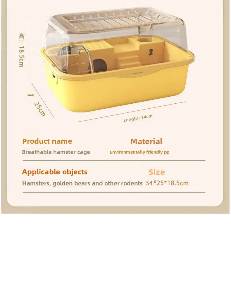 Plastic Hamster Cage, Transparent Panoramic View, Luxury Villa for Golden Hamsters, Double-Layered