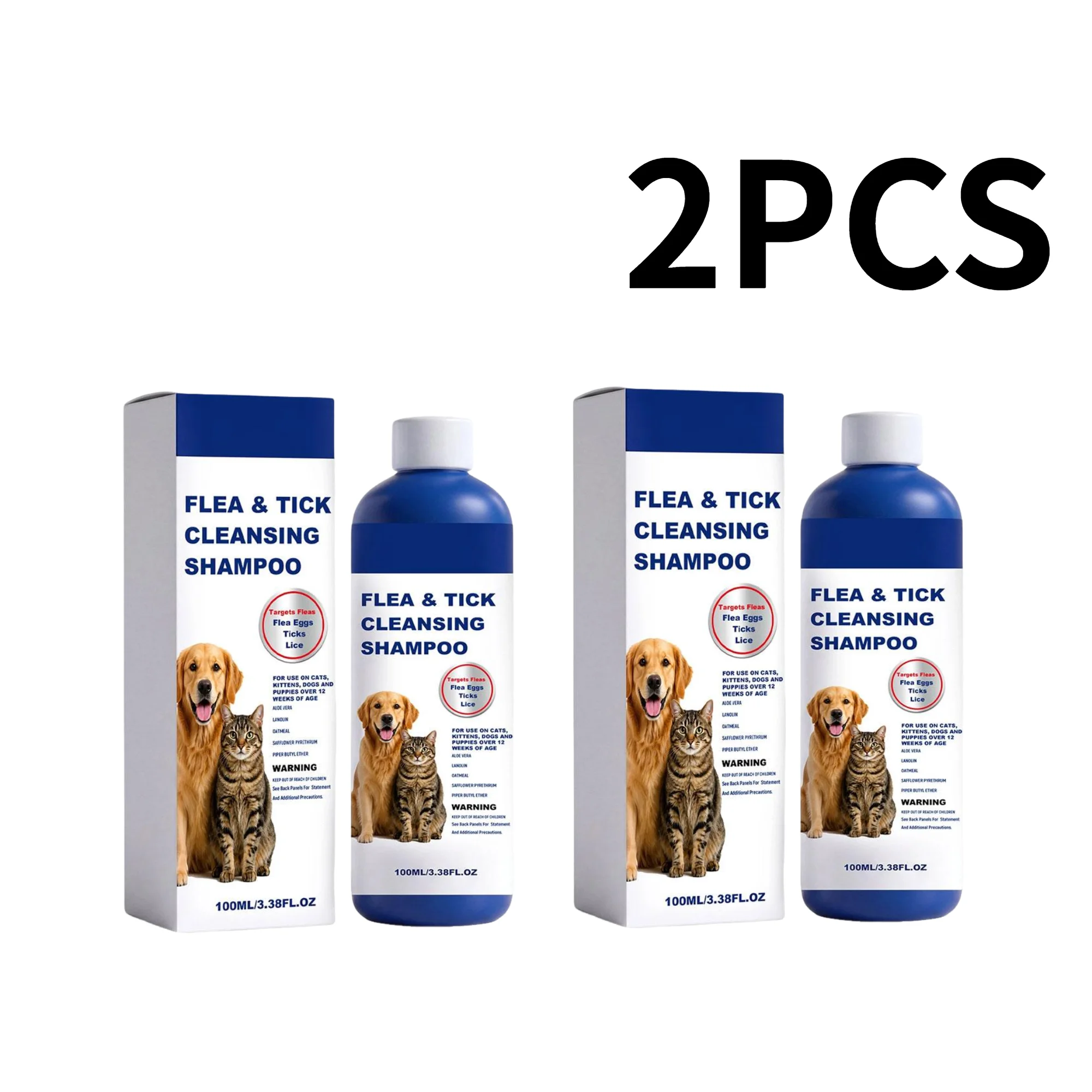 100ml Pet Flea & Tick Cleansing Shampoo Gentle Soothing Deodorizing Bath Wash For Dogs Cats Deep Cleaning Remove Lice Mite