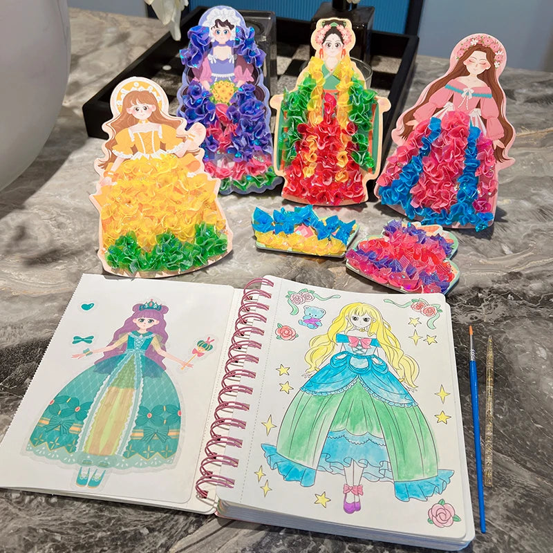 Children's Fabric Art Craze Poke Drawing Craft Toys DIY Creative Puzzle Puncture Painting Poking Sticker For Kids Birthday Gifts
