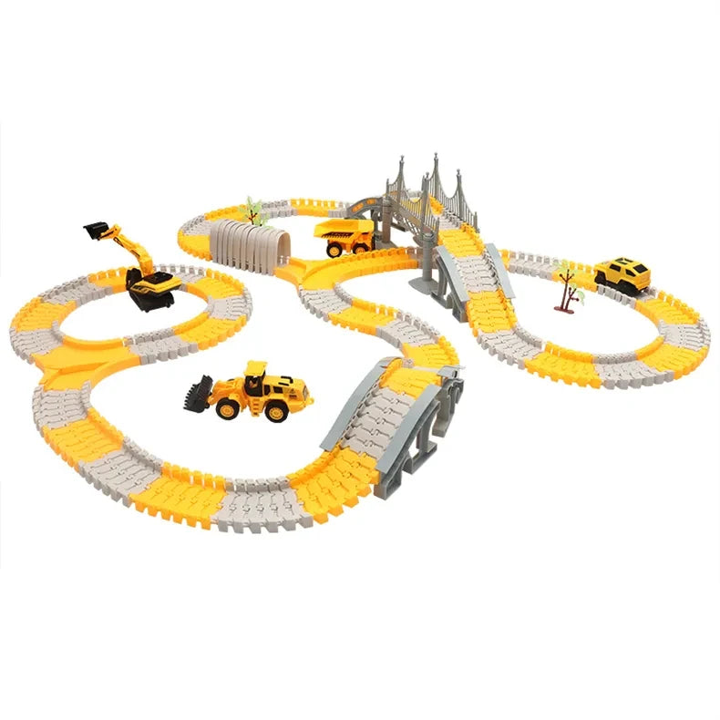 DIY Car Race Magic Rail Track Sets Brain Game Flexible Curved Creates Vehicles Toys Plastic Colored Railroad for Child's Gifts