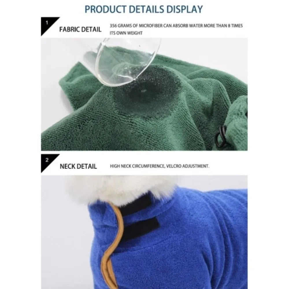 Pet Product Absorbent Dog Bathrobe Quick Drying Soft Fiber Dog Bath Towel Adjustable Pet Absorbent Bathrobe Large Small Dogs