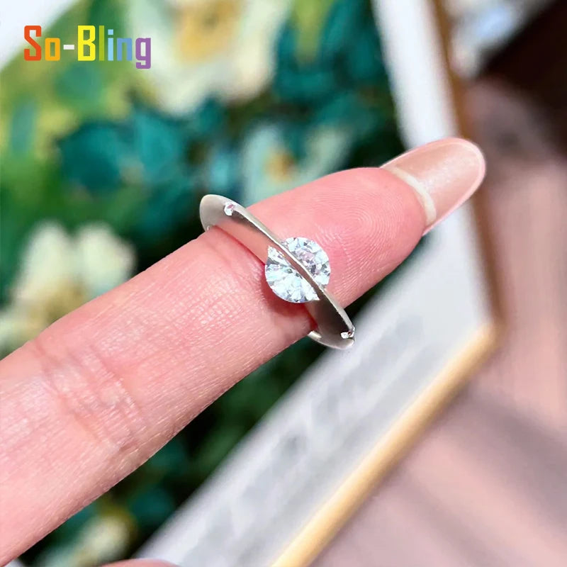 So-Bling 1ct Moissanite Ring 925 Sterling Silver Rotating Universe Star Rings for Women Elegant Fine Luxury Quality Party Gift