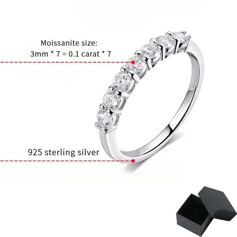TY 0.7CT 3mm Gemstone Moissanite Rings for Women S925 Silver Matching Wedding Diamonds Band Stackable Ring White Gold Gift