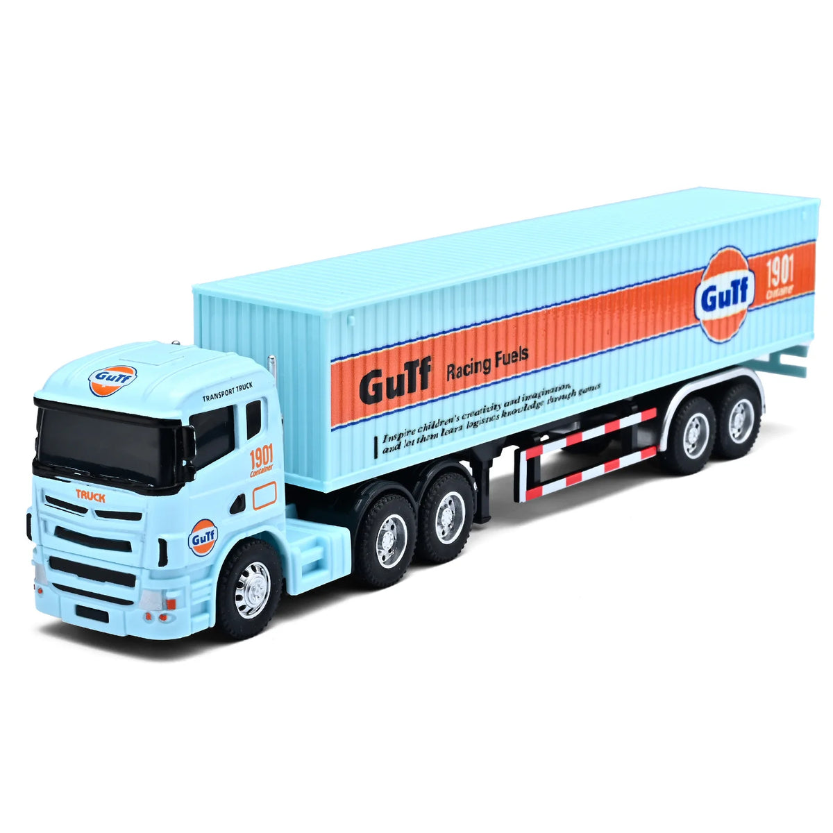 1:64 Small Trailer Container Truck Gulf Version Simulation Alloy Car Model Ornament Toy Collect Boys' Toys Gifts
