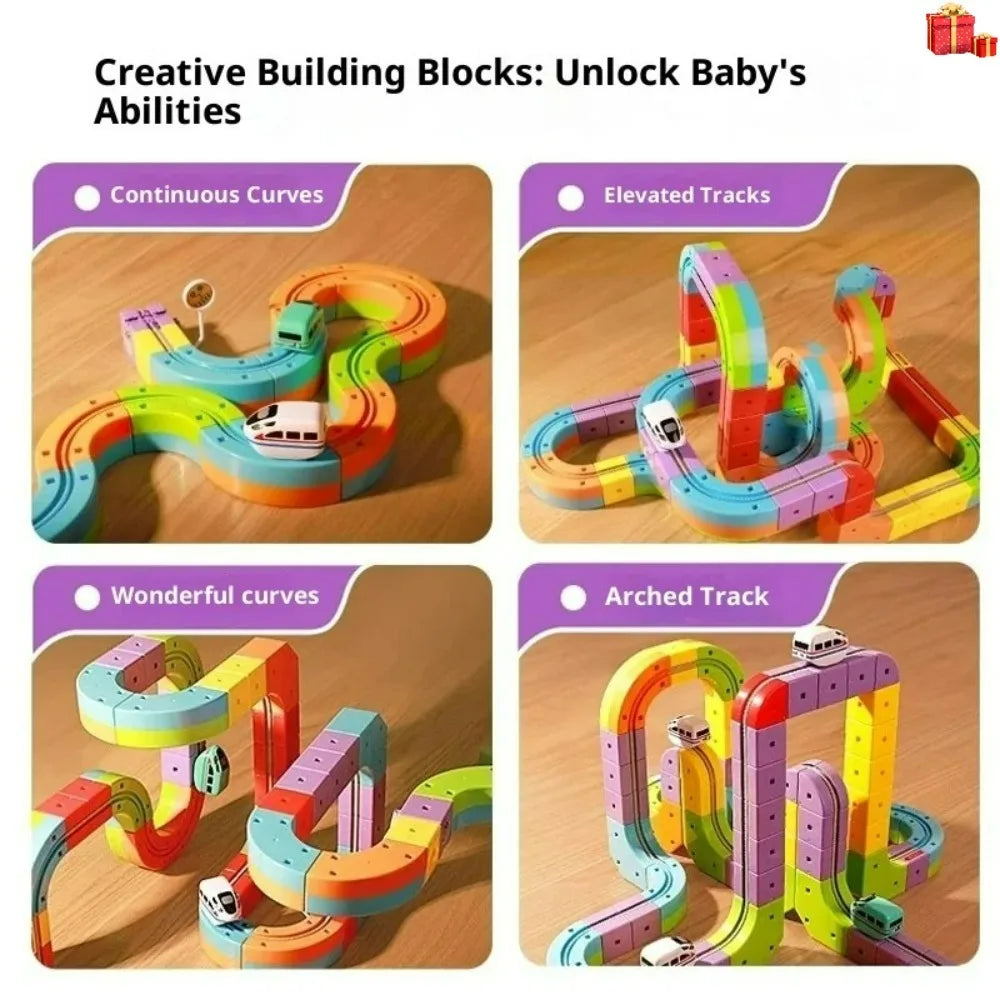 Electric Magnetic Track Set with Anti-Gravity Vehicles 100+ Piece STEM Building Toy Creative DIY Railway Model Gift For Kids