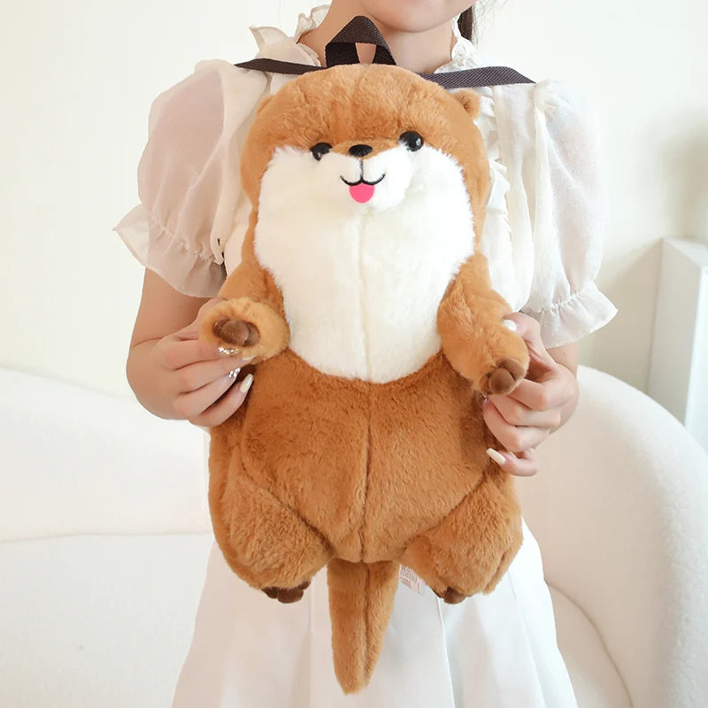 50cm Sea Otter Plush Backpack Cartoon Cute  Plush Toy Soft Stuffed Animal Shoulder Bag for Kids Girls Birthday Gifts