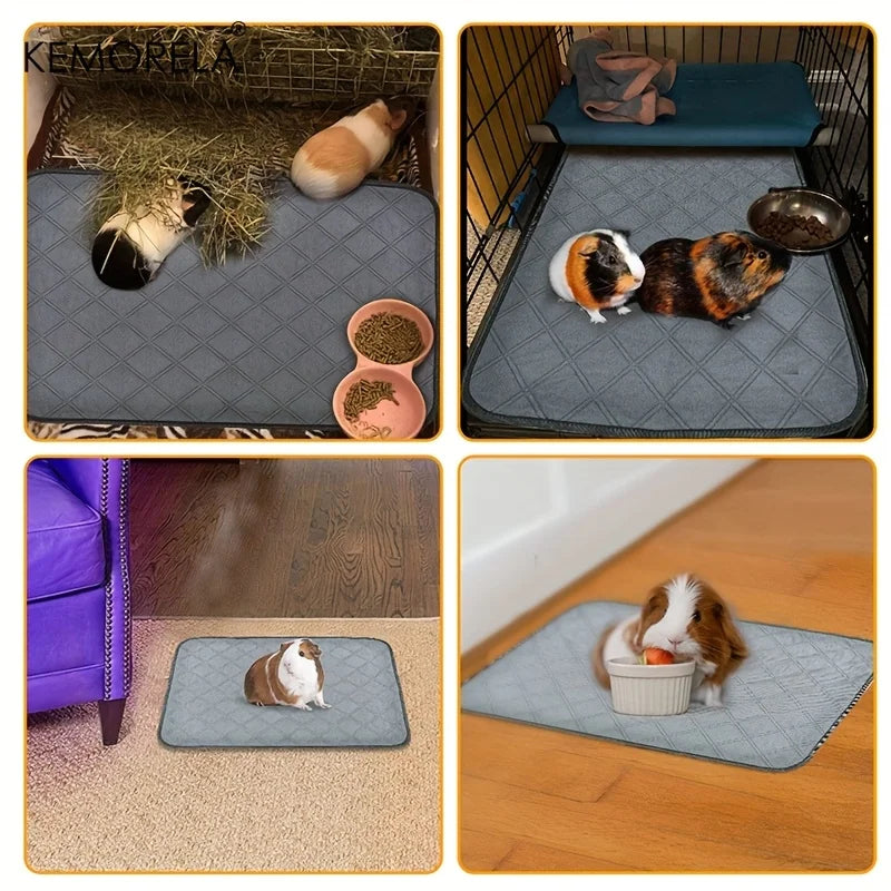 4PCS Guinea Fleece Cage Liners Washable Reusable Anti-Slip Absorbent Pee Pads Small Animal Care Mat for Pet Hamsters Rabbits