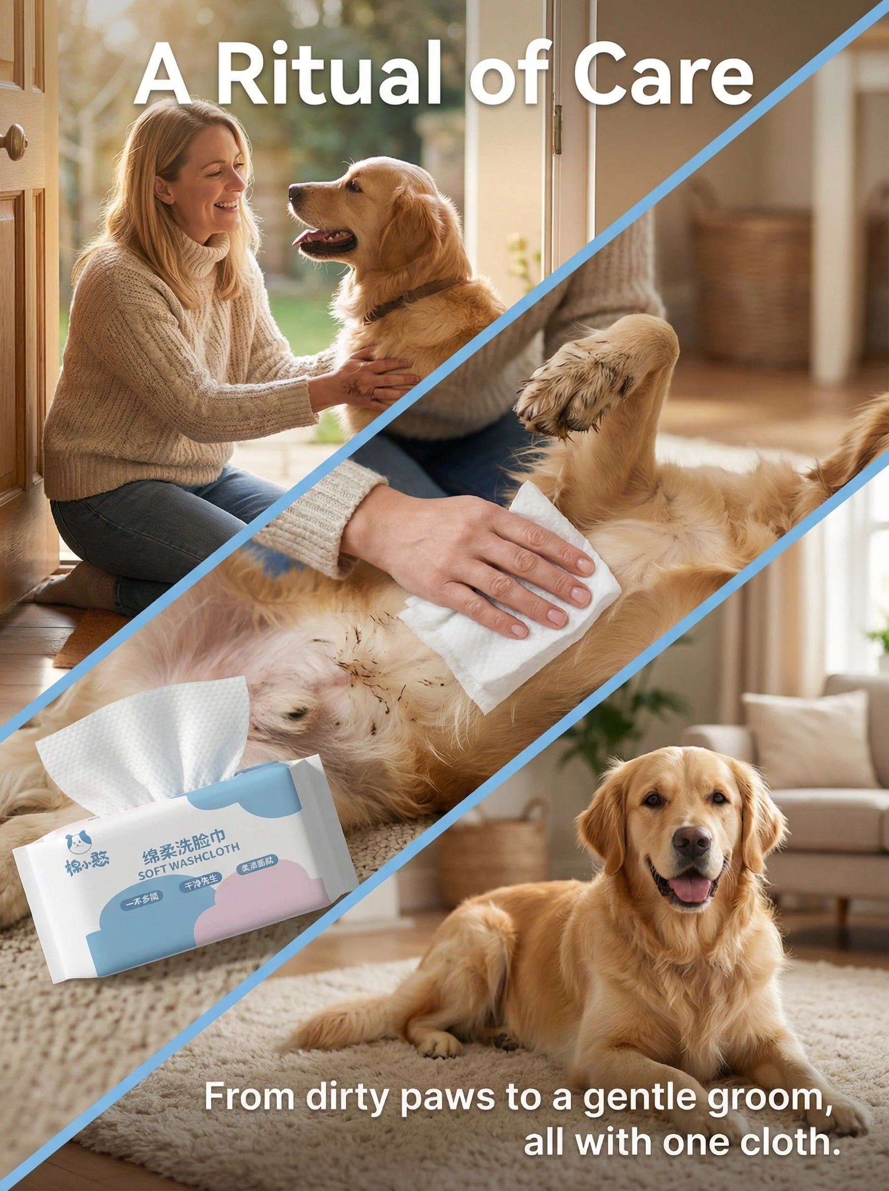 30PCS Ultra Soft Thick Disposable Pet Wipes Gentle Dog Cat Face Eye Paw Daily Cleaning Tear Stain Removal Grooming Supplies