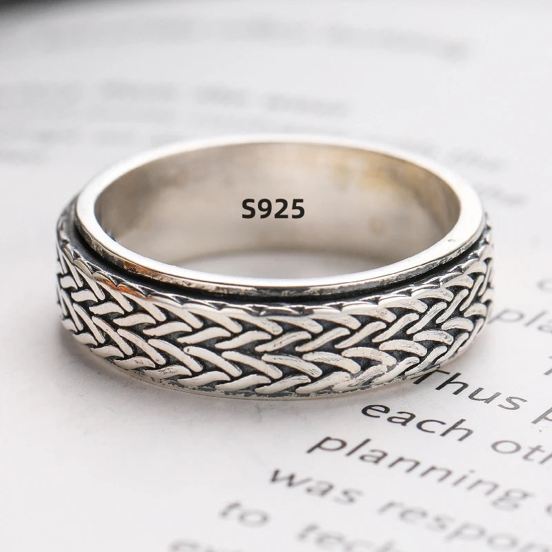 Fashion Simple S925 Sterling Silver Ring Elegant Rotating Rings for Stress Management and Fashion Enthusiasts Creativity Jewelry