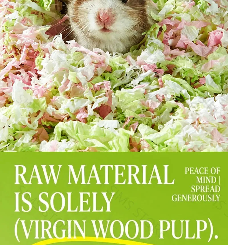 850g Paper Cotton Hamster Bedding Dust-Free Paper Fluff Large Pack Odor Control Super Absorbent Warm Pad for Syrian Hamster