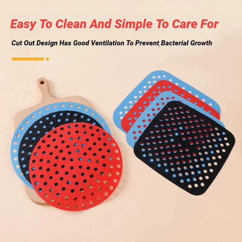 Reusable Silicone Air Fryer Mat Non Stick Baking Pad Inner Liner Cooking Bakeware Oil Cake Grilled Saucer