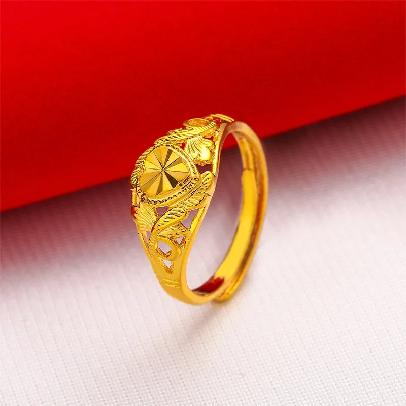 ANIID Dubai Gold Color Ring For Women Resizable Brazilian Wedding Bride Arabic Ethiopian Finger Ring Nigerian Jewellery Moroccan