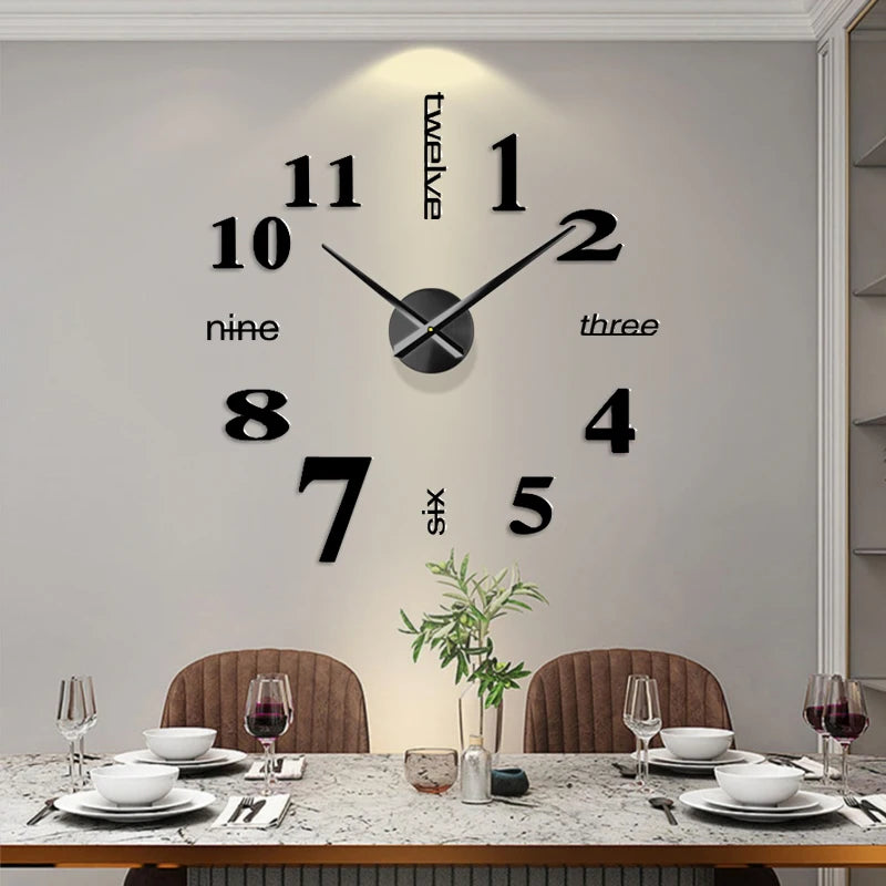 Fashion 3D Big Size Wall Clock Mirror Sticker DIY Brief Living Room Decor Meeting Room Wall Clock