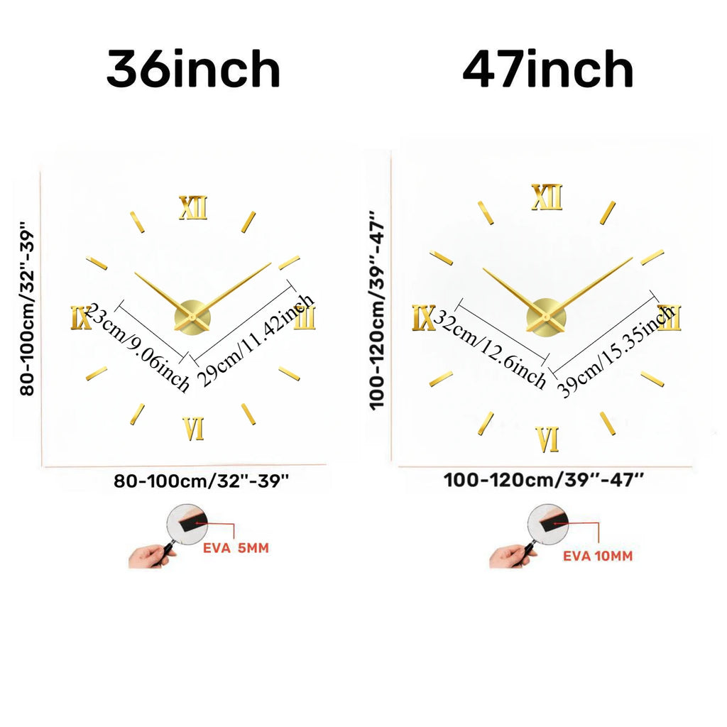 New Modern Design Large Wall Clock 3D DIY Quartz Clocks Fashion Watches Acrylic Mirror Stickers Living Room Home Decor Horloge