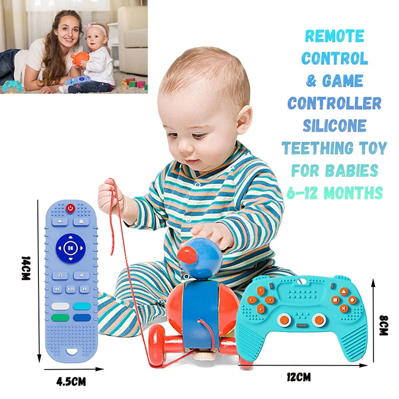 Silicone Baby Teething Toys BPA Free TV Remote Control Shape Teething Toys Chew Relief Soothe Babies Gums for Babies Toddlers