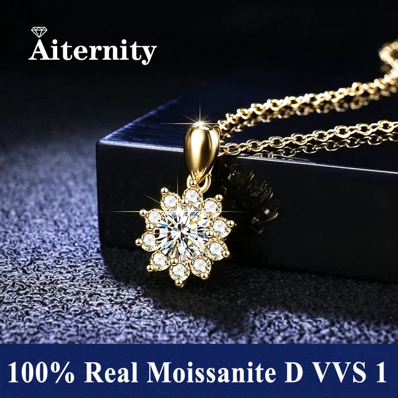 Fashion Luxury Trendy Classic 1ct GRA Moissanite Irregular Sqaure Necklace For Charm Women 925 Silver Party Jewelry Gift