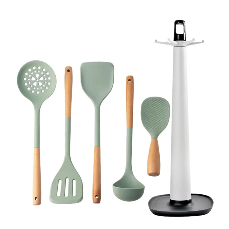 NEW Silicone Spatula Non Stick Pan Wooden Handle Silicone Vegetable Heat-resistant Silicone Cooking Spatula Spoon Kitchen Tool