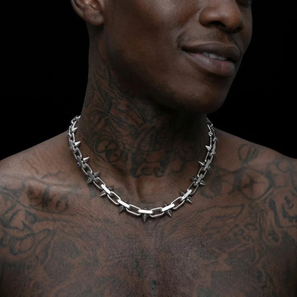 titanium steel Spike Necklaces Hip-hop Gothic Punk Style Barbed Chain Collar Choker For Men Women Jewelry Accessory