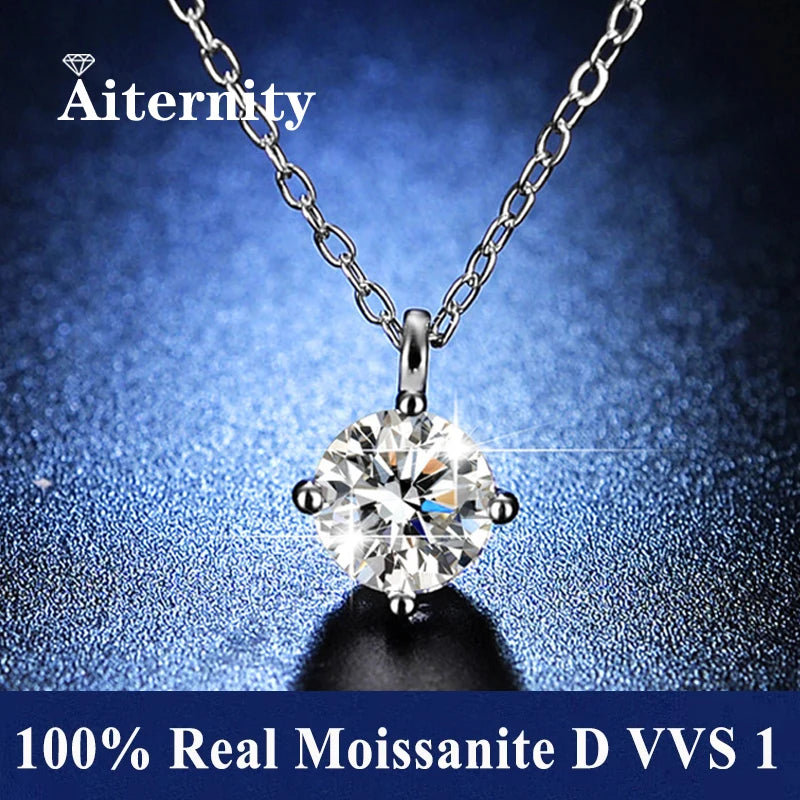 Fashion Luxury Trendy Classic 1ct GRA Moissanite Irregular Sqaure Necklace For Charm Women 925 Silver Party Jewelry Gift