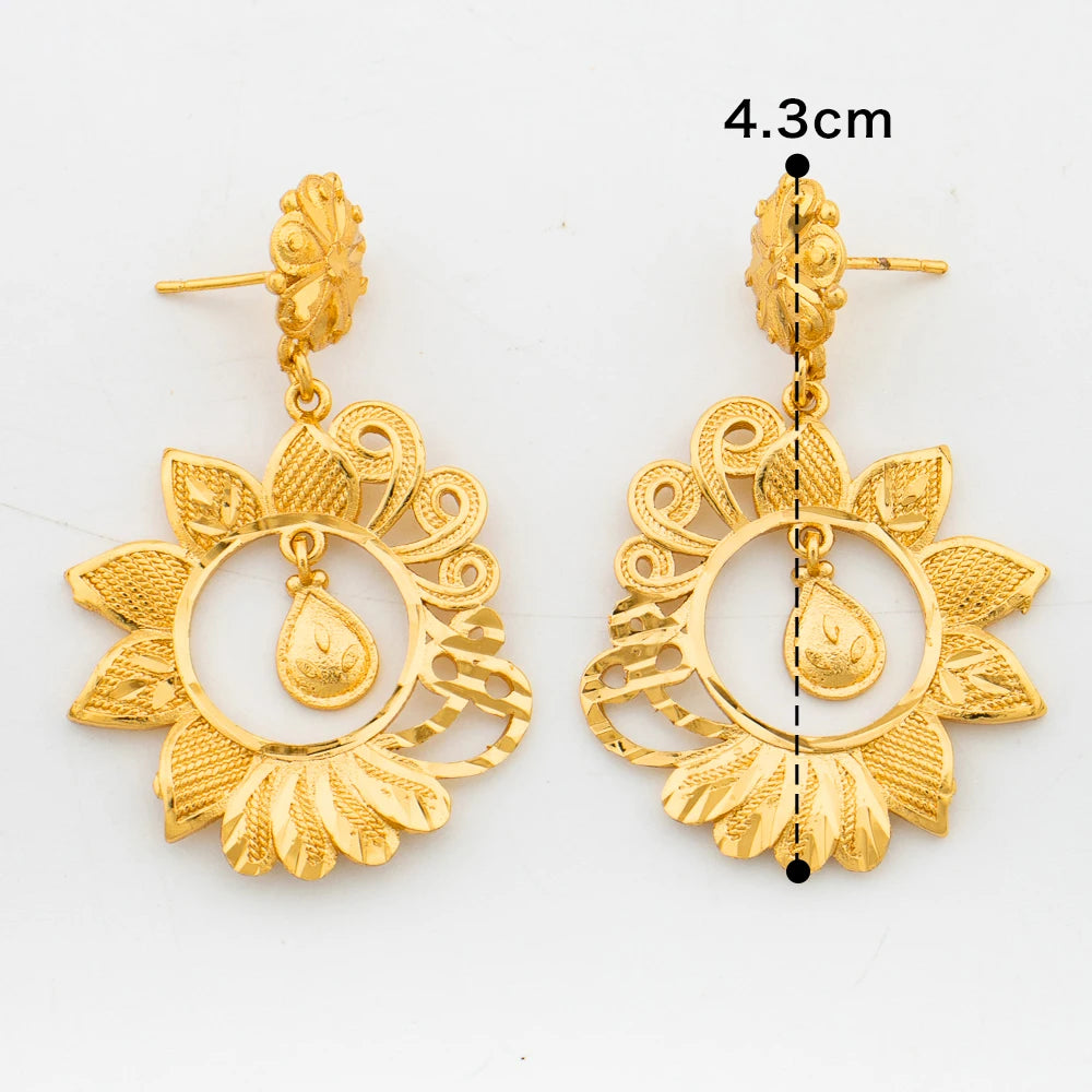 Italian Gold Color Jewelry Set for Women Pendant and Earrings Party Gifts  Plated Necklace Bohemia Jewellery Engagement