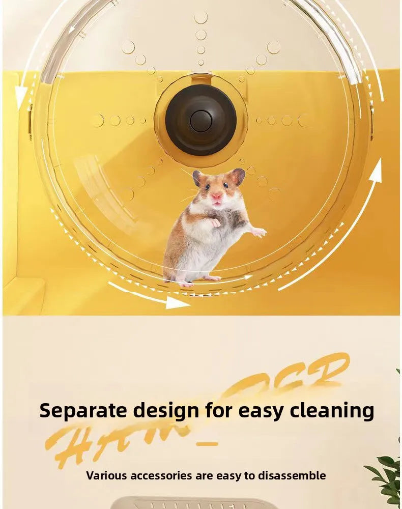 Plastic Hamster Cage, Transparent Panoramic View, Luxury Villa for Golden Hamsters, Double-Layered