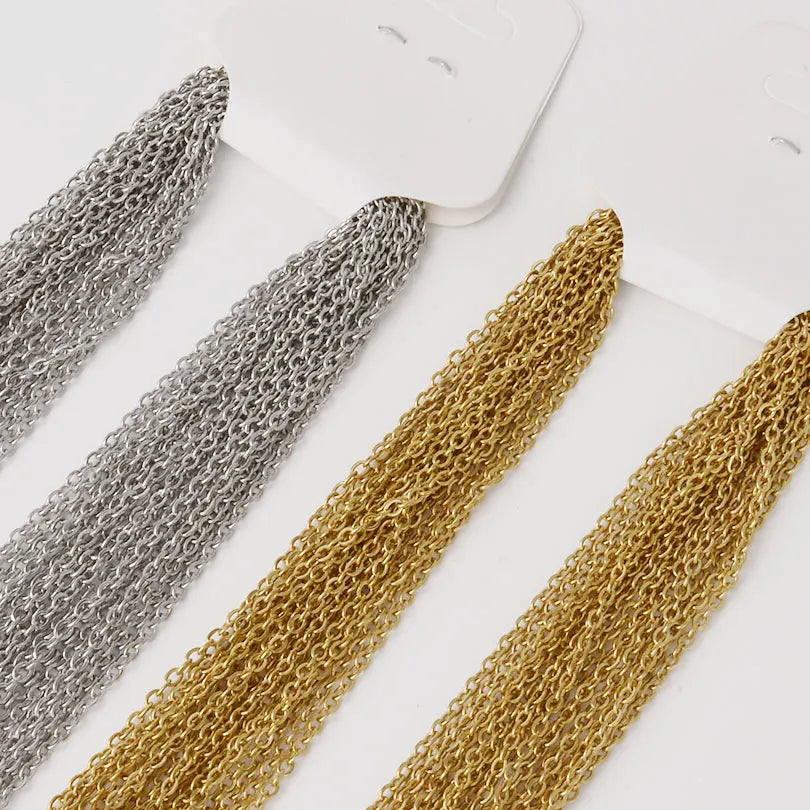 50/60cm Wholesale Stainless Steel Rolo Link Chain Necklaces For Women Men Accessories 10/20/30pcs/Lot Metal Necklace DIY Jewelry