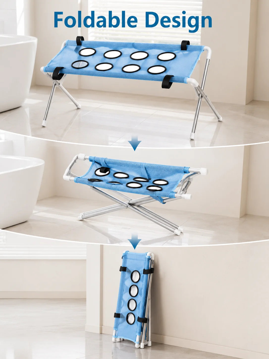 Pet Bathing Hammock Stand Foldable Dog Cat Grooming Drying Table Breathable Mesh Bath Helper for Small Pets