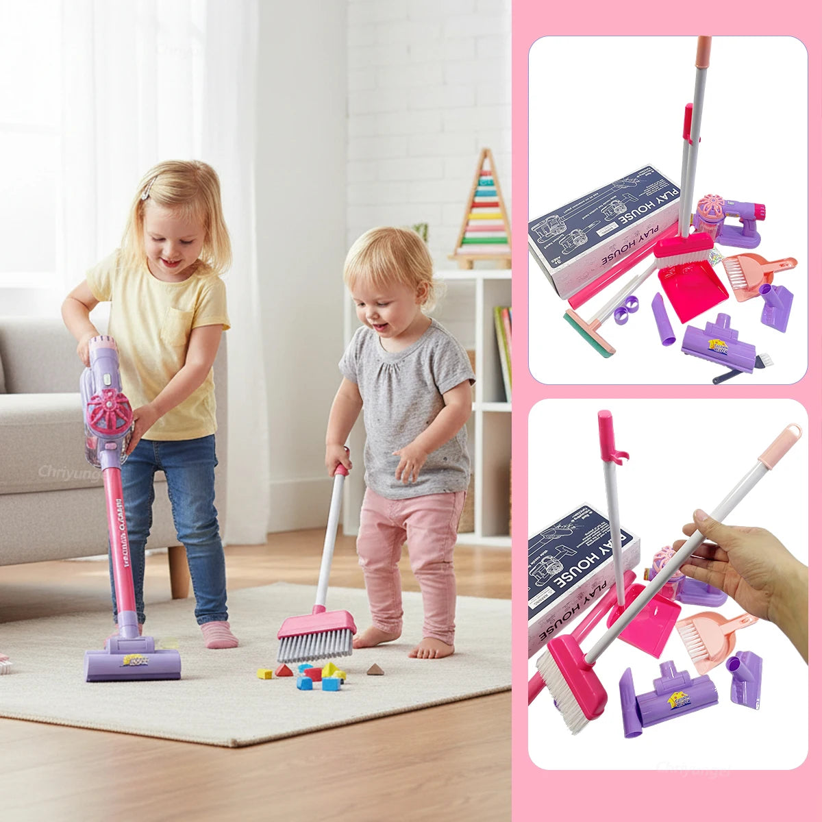 Kids Vacuum Cleaner Toy Realistic Pretend Play for Toddlers To Learn Cleaning Housekeeping Educational Toys for Boys Girls Gifts