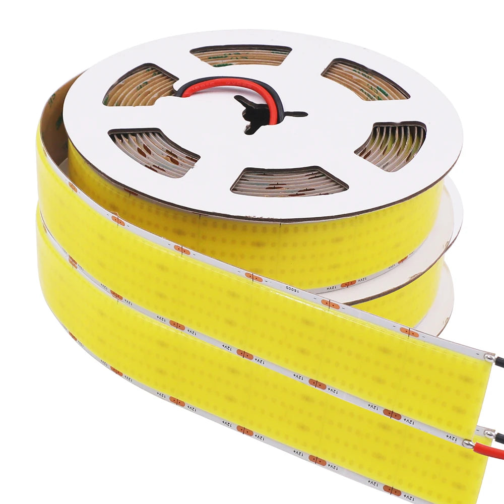 12V 24V COB LED Strip Light 1 2 5 Rows Super Bright 320 600 1600LED/M Flexible Tape High Density Linear Lights 3000K 4000K 6500K