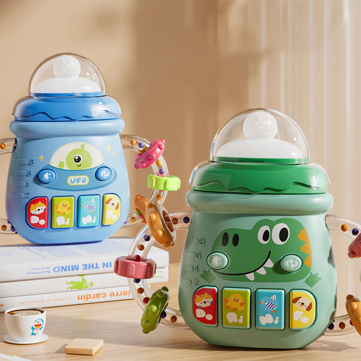 Mobile Soothing Vocal Music Toys For 6M+ Newborn Soft Teether Rattles Educational Toy Baby Musical Feeding Bottle Pacifier