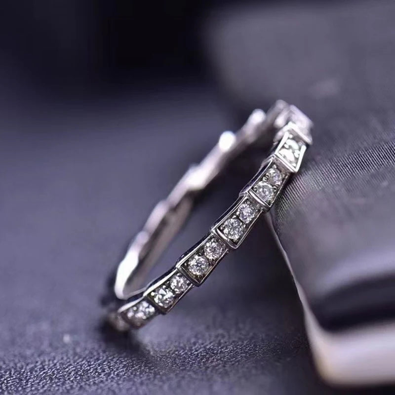 Pass Diamond Tester Pen Moissanite Ring Full Moissanites Around for Women S925 Silver Wedding Diamonds Band Stackable Ring