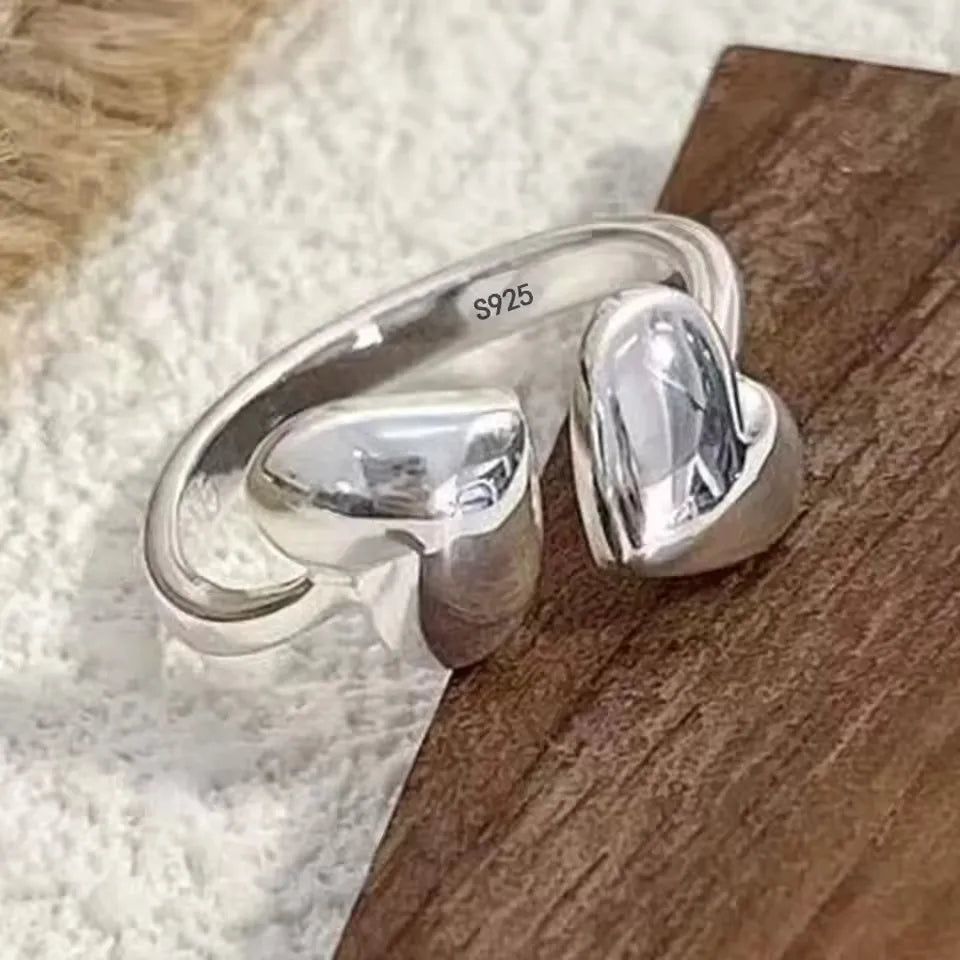 925 Sterling Silver Rings for Women Couple Minimalist Handmade Simple BIg Ring Party Jewelry Gift Prevent Allergy