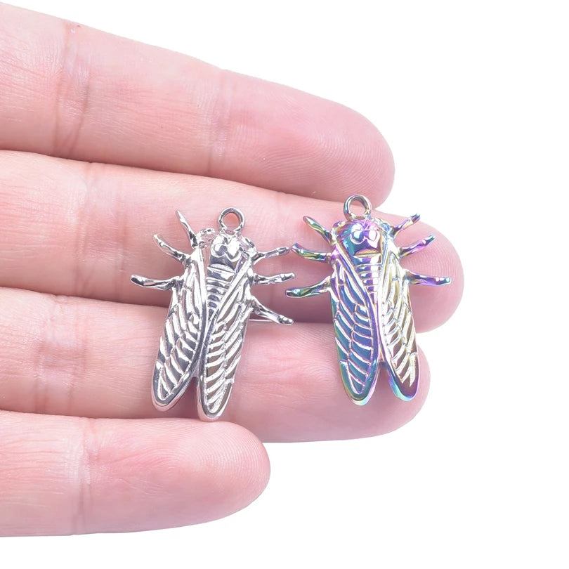 10PCS Ancient Egyptian Scarab Beetle Pendants Charms Stainless Steel Dragonfly Butterfly Pendant for Jewelry Making DIY Necklace