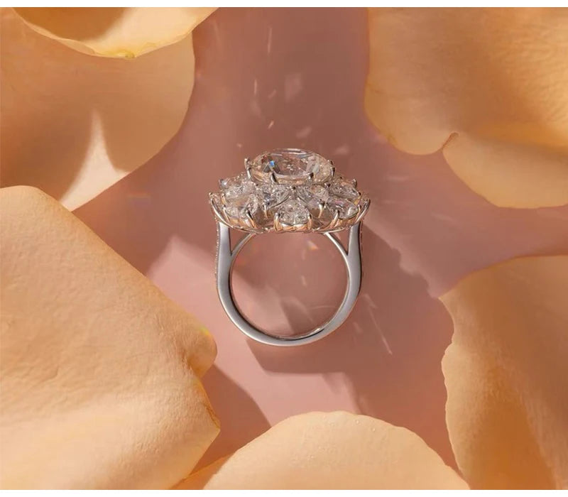 So-Bling 925 Sterling Silver Rings 5ct Moissanite Ring with Gra Certificate for Women's Elegant Fine Gift Party Jewelry