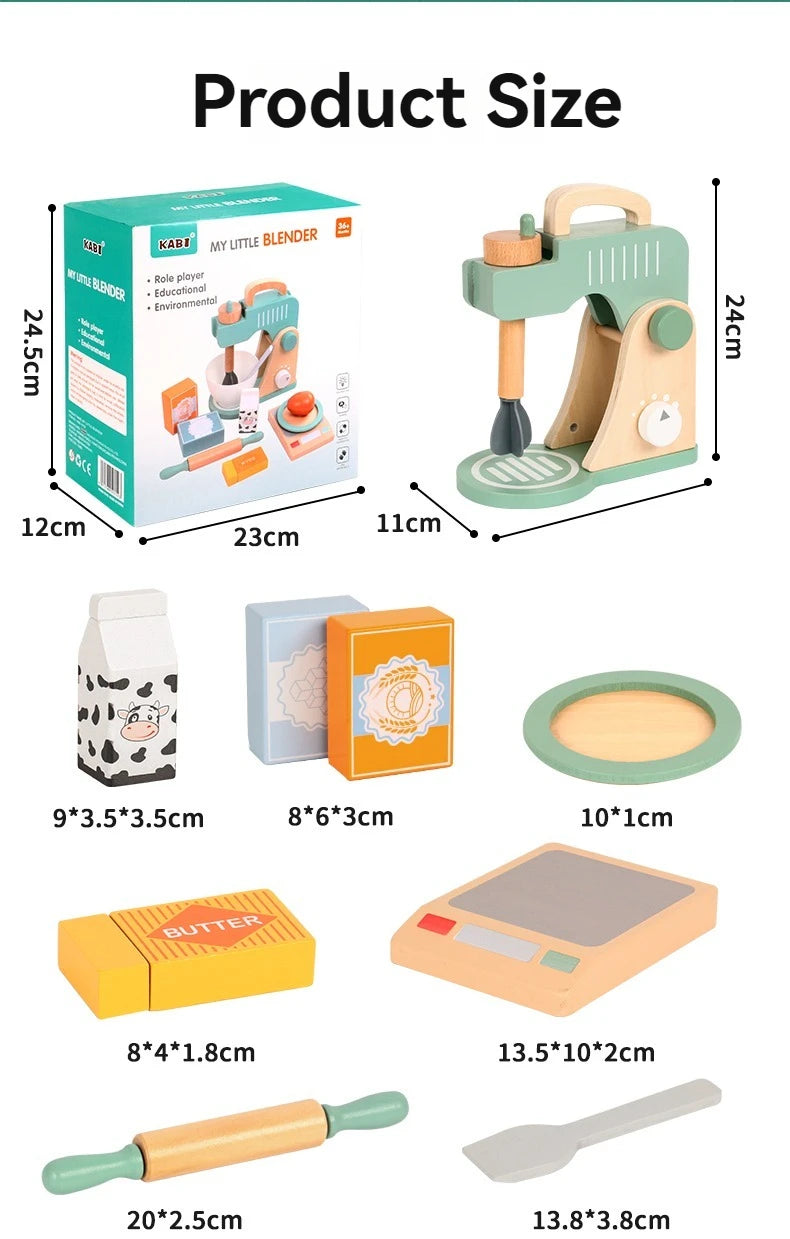 Kid Wooden Kitchen Pretend Play Toy Simulation Wooden Coffee Machine Juicer Toaster Machine Mixer Early Learning Educational